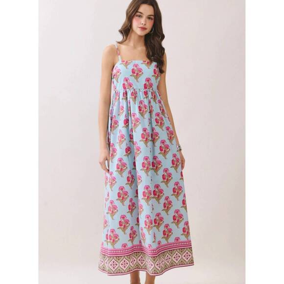 TCEC Dresses & Skirts - NEW TCEC palm blossom maxi dress in blue